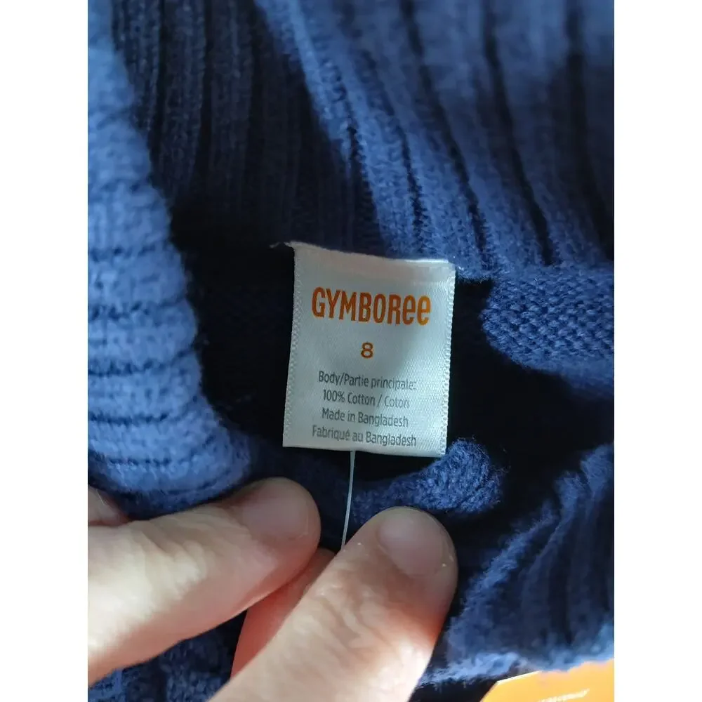 Gymboree Sweater Boys Size 8 Blue Cable Knit Nordic Winter Pullover 1/4 Button
